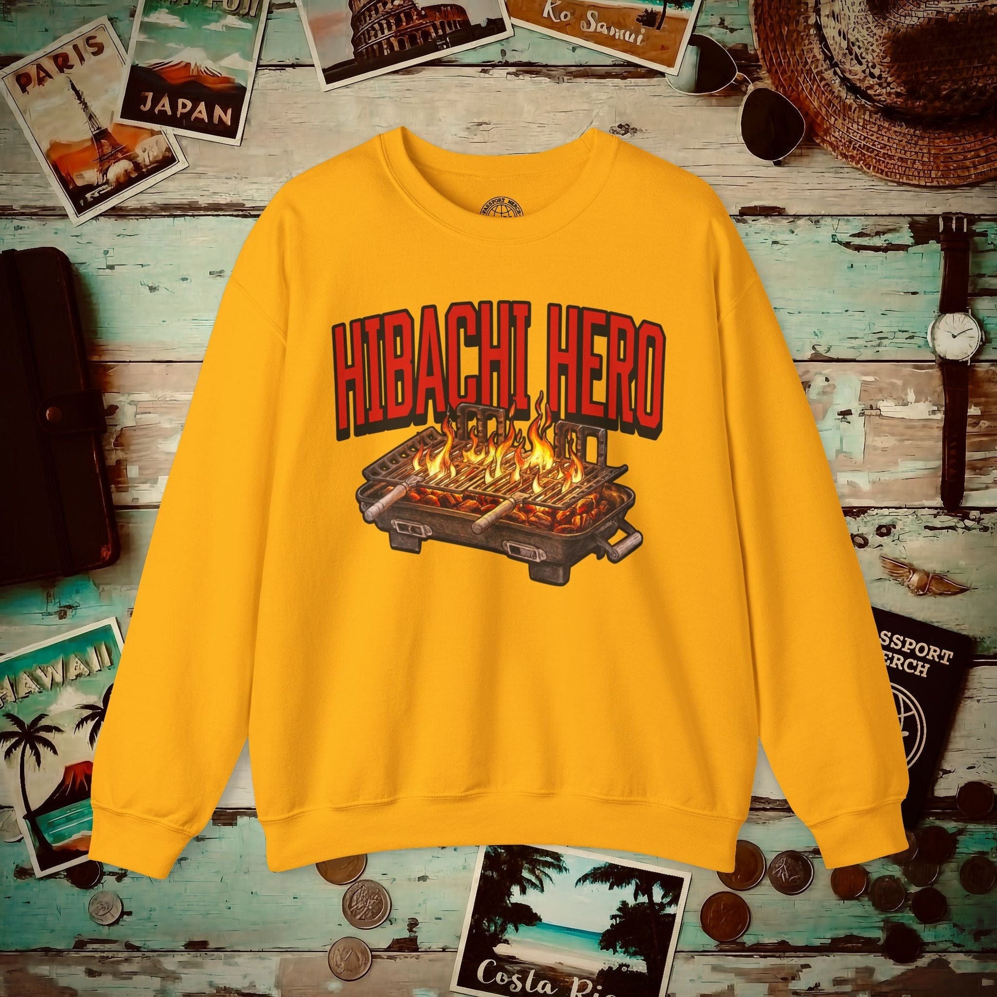 Hibachi Hero, Hawaii Crewneck S / Gold
