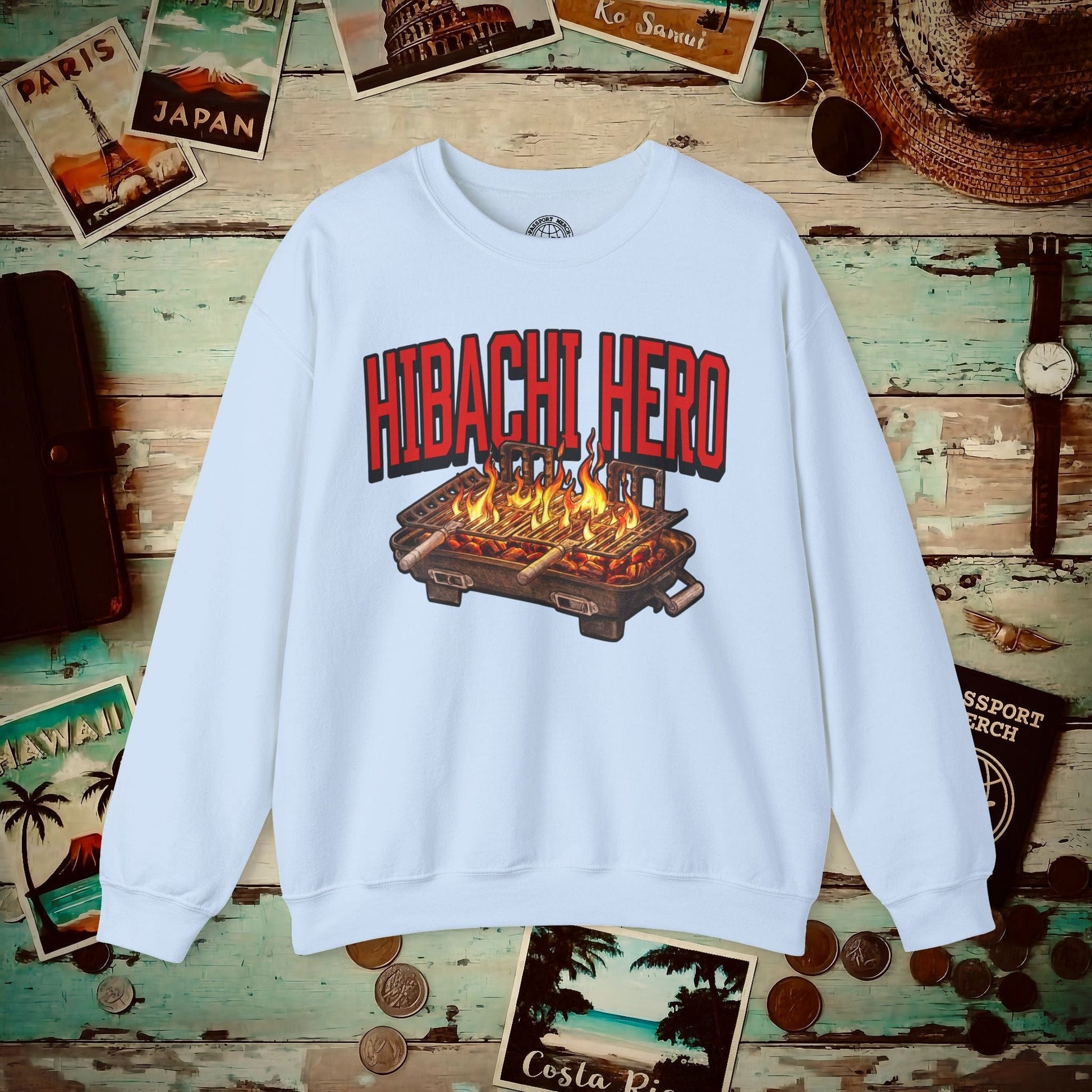 Hibachi Hero, Hawaii Crewneck S / Light Blue