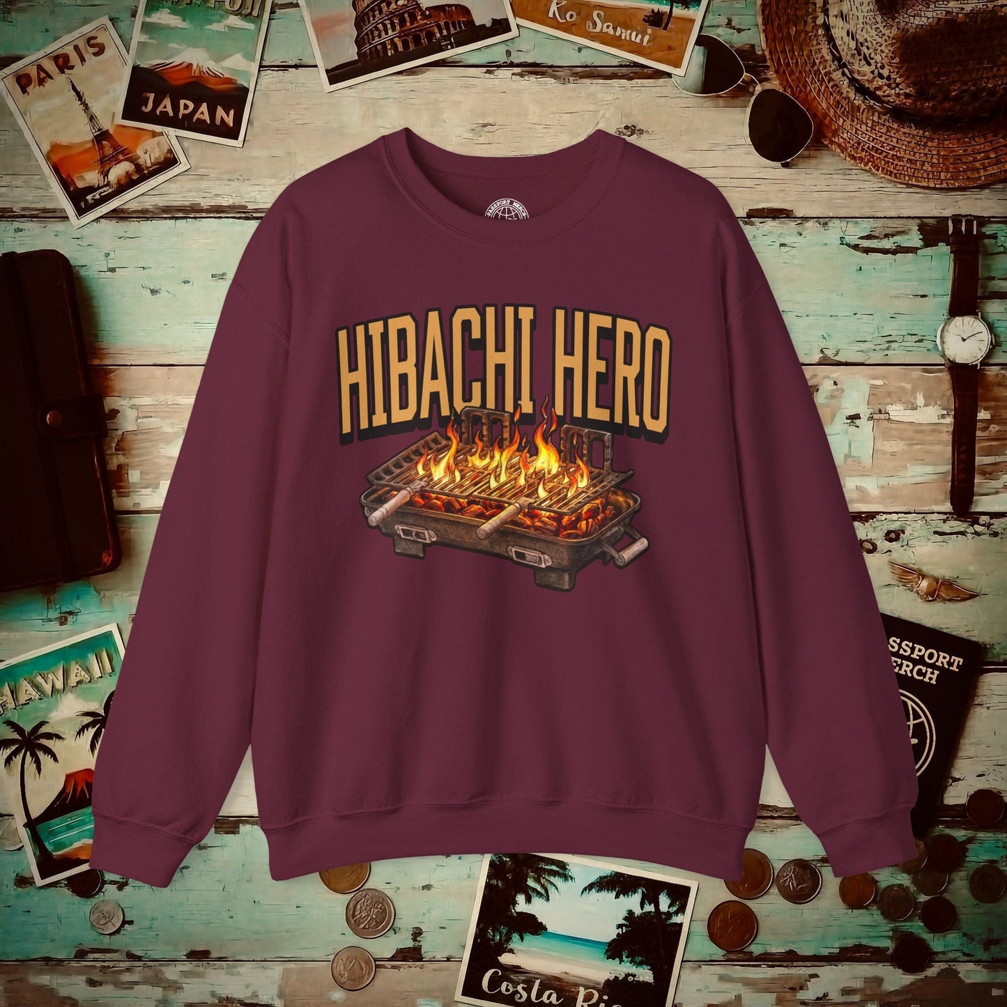Hibachi Hero, Hawaii Crewneck S / Maroon
