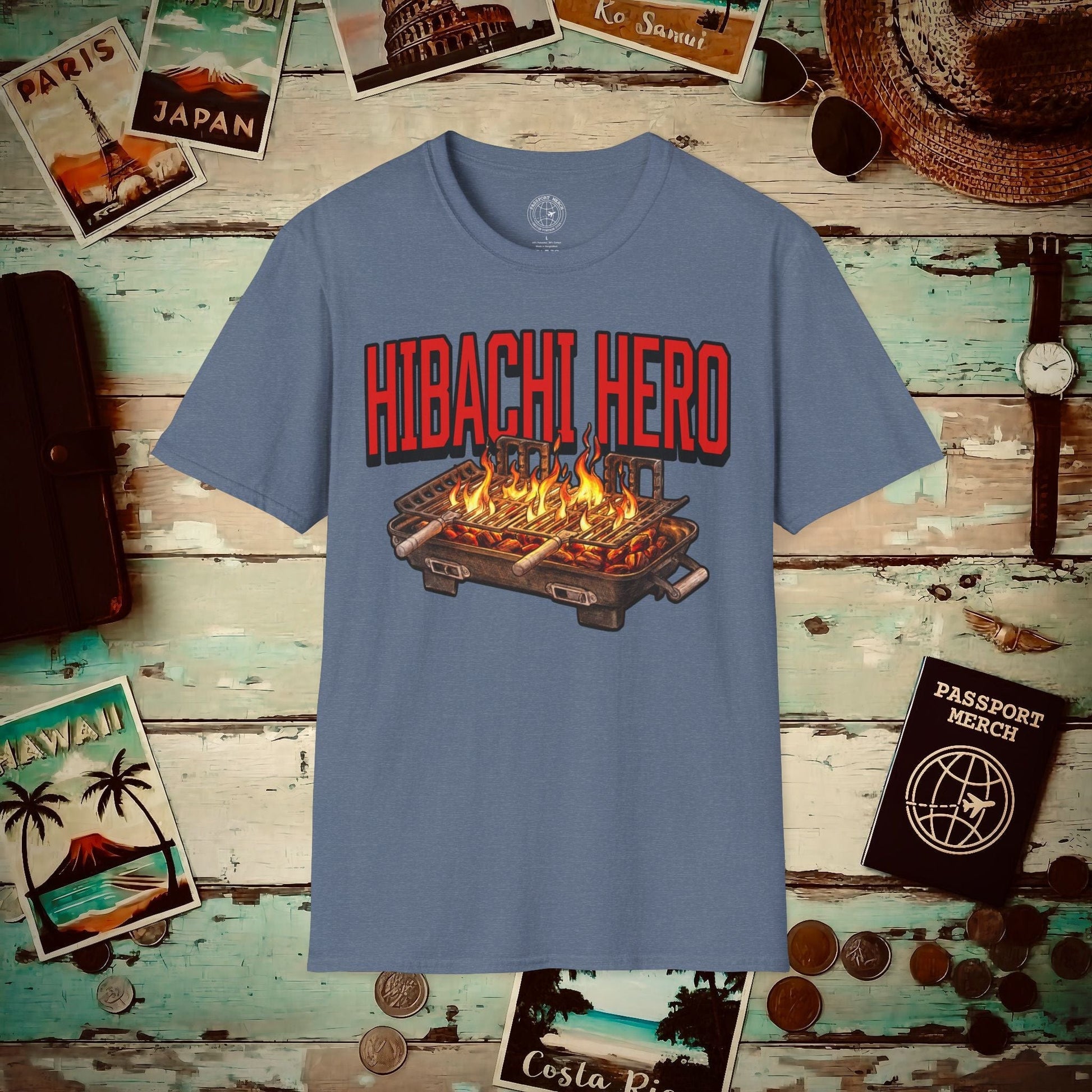 Hibachi Hero, Hawaii T-Shirt Heather Indigo / S