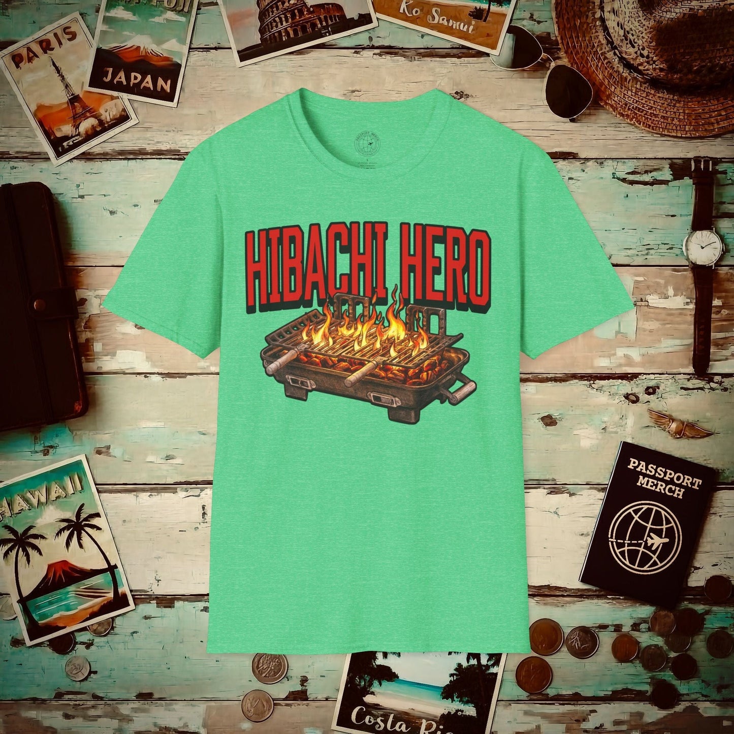 Hibachi Hero, Hawaii T-Shirt Heather Irish Green / S