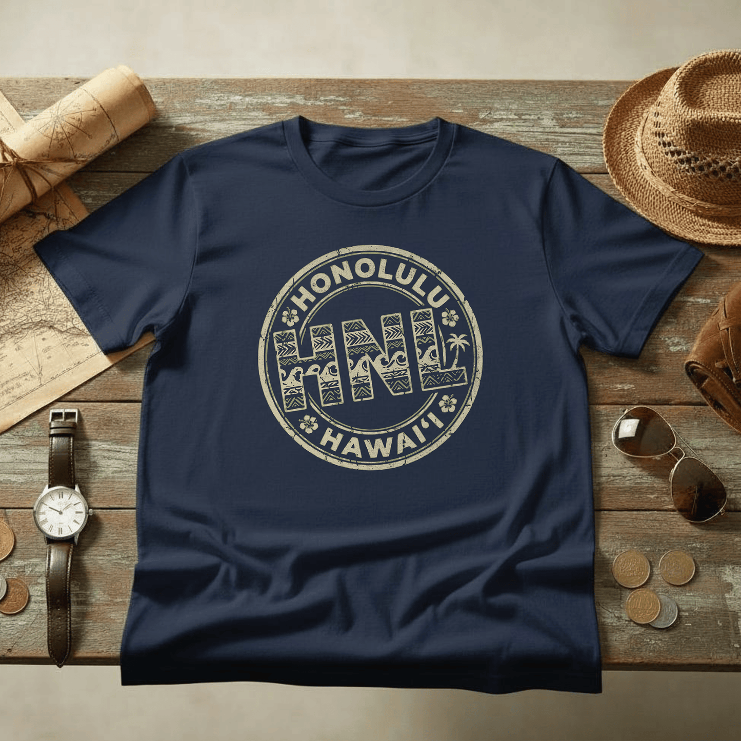 HNL, Honolulu, Hawaii Vintage Airport Code T-Shirt