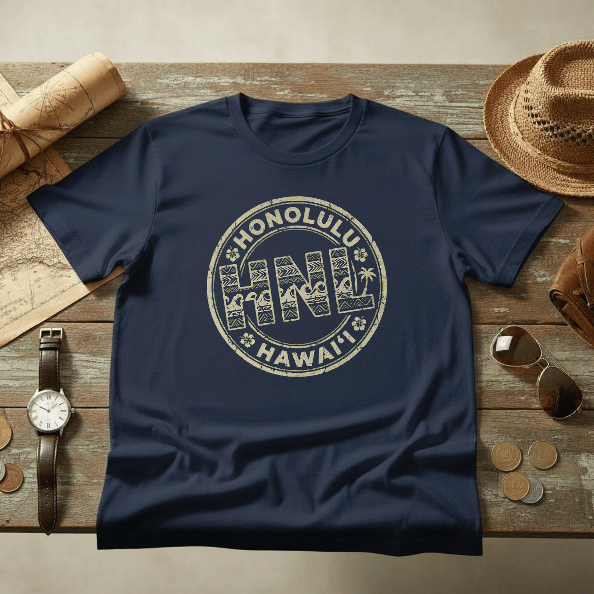 HNL, Honolulu, Hawaii Vintage Airport Code T-Shirt