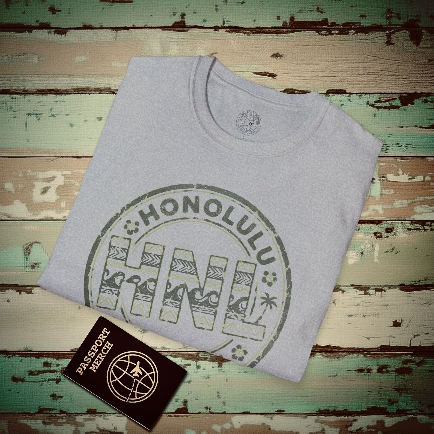 HNL, Honolulu, Hawaii Vintage Airport Code T-Shirt Sport Grey / S