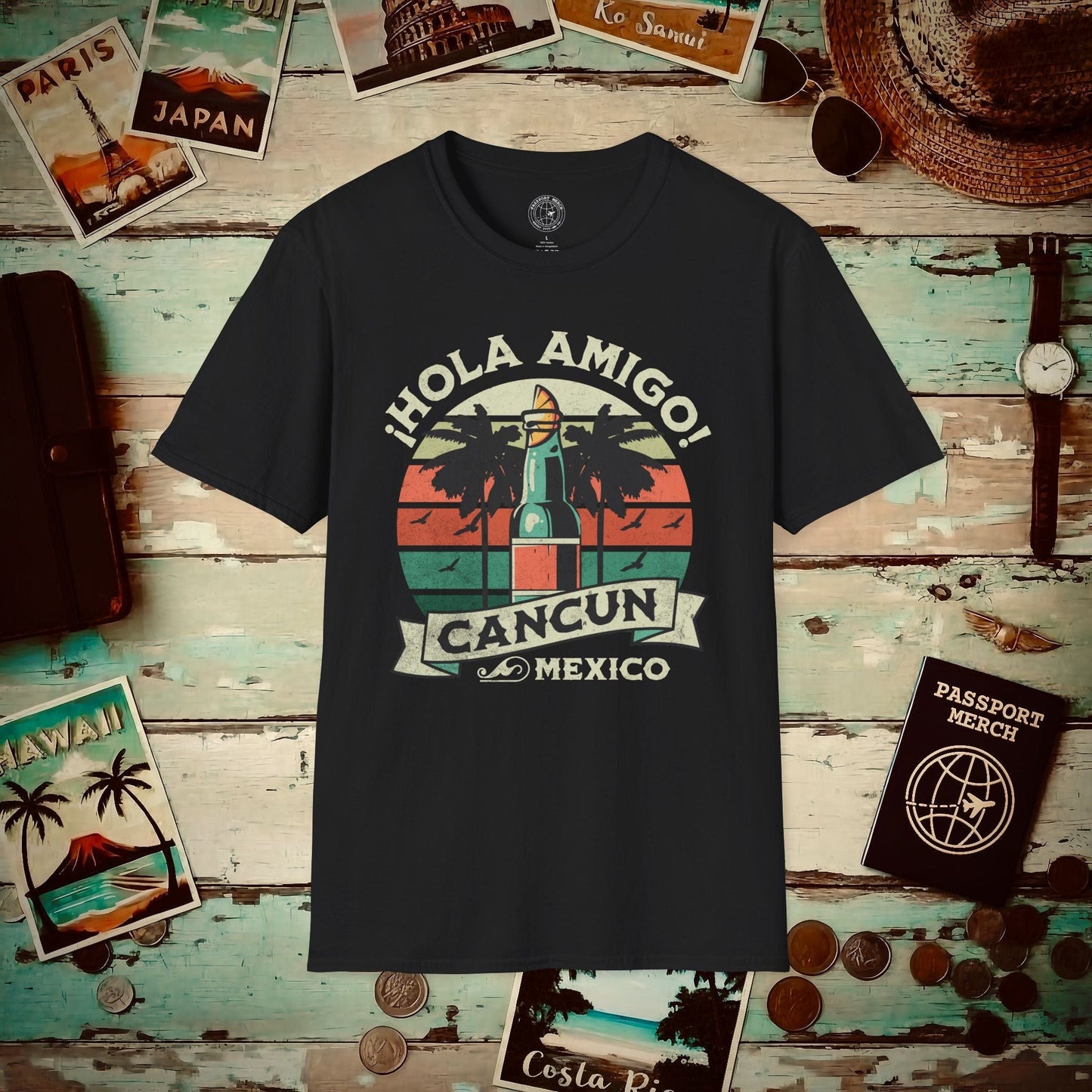 Hola Amigo Cancun Mexico T-Shirt Black / S