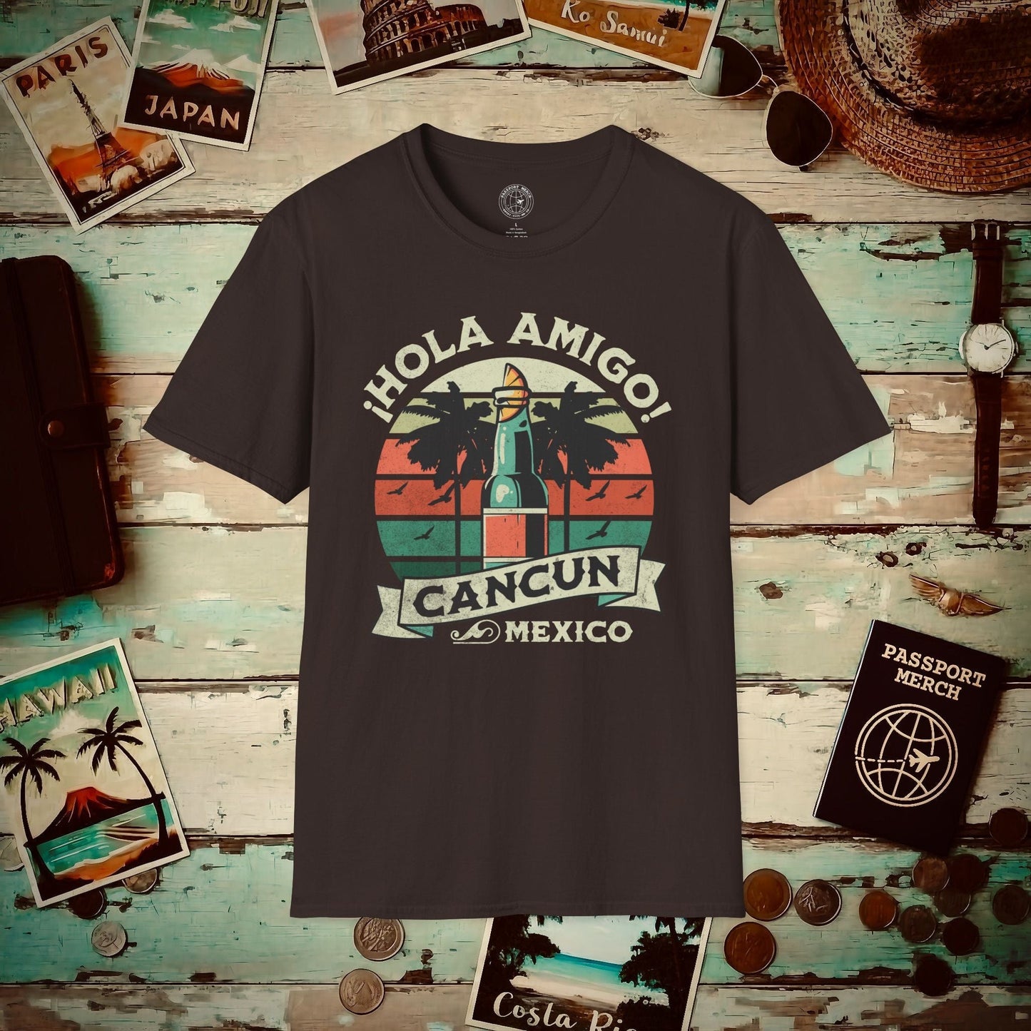 Hola Amigo Cancun Mexico T-Shirt Dark Chocolate / S