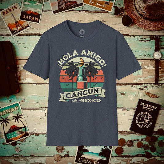 Hola Amigo Cancun Mexico T-Shirt Heather Navy / S
