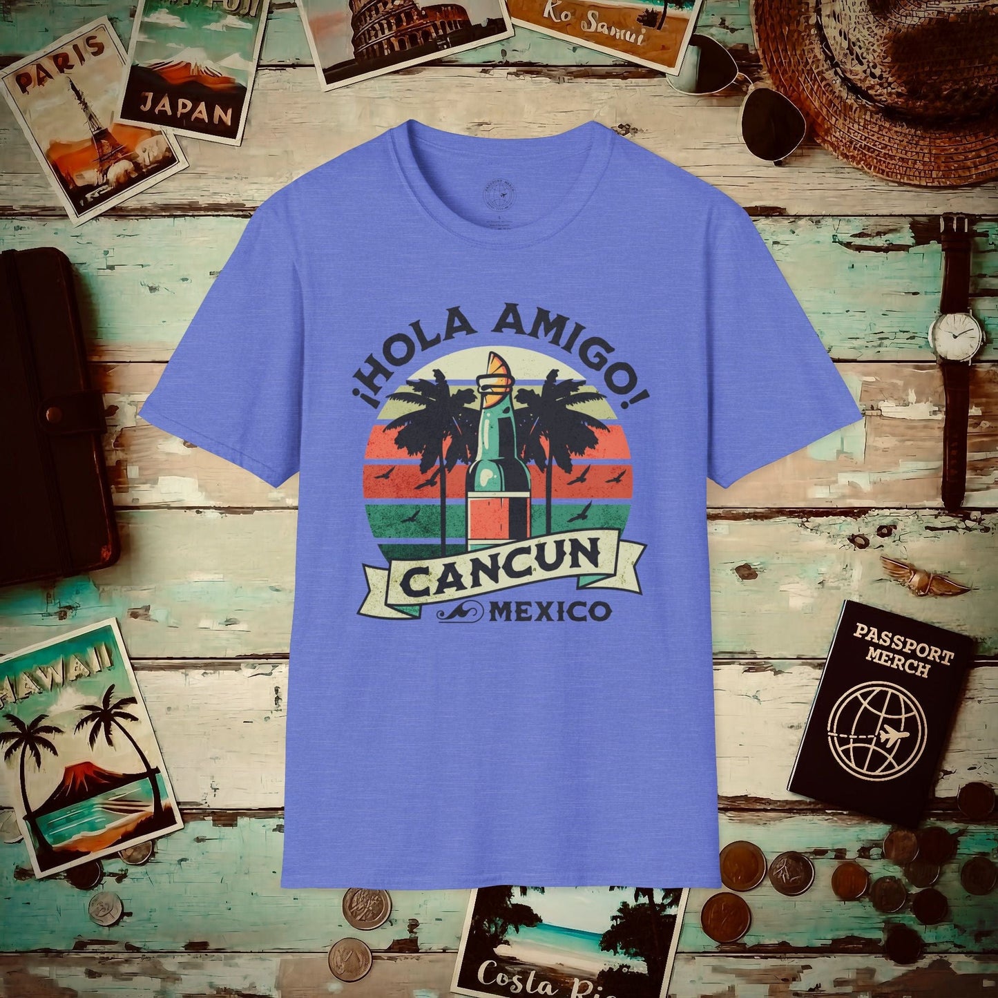 Hola Amigo Cancun Mexico T-Shirt Heather Royal / S
