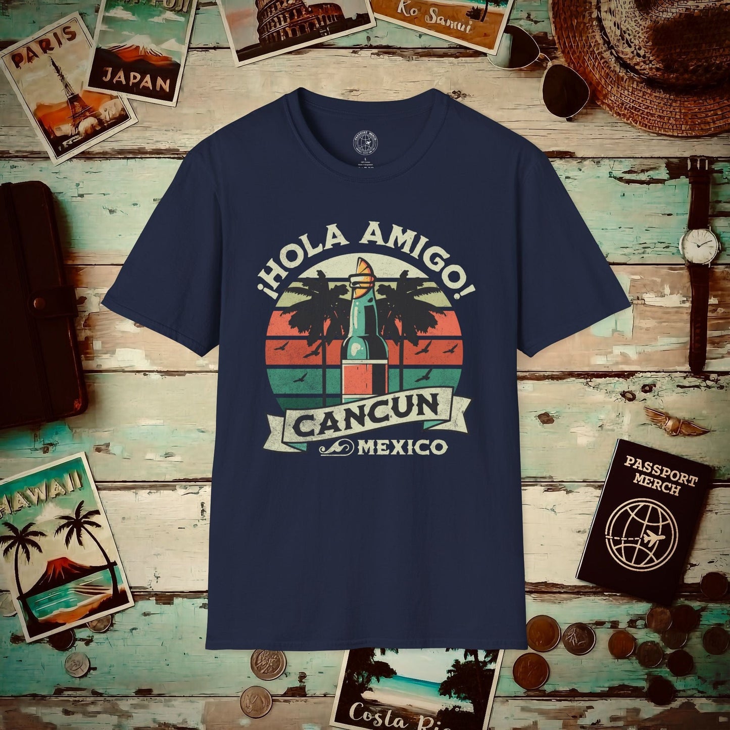 Hola Amigo Cancun Mexico T-Shirt Navy / S