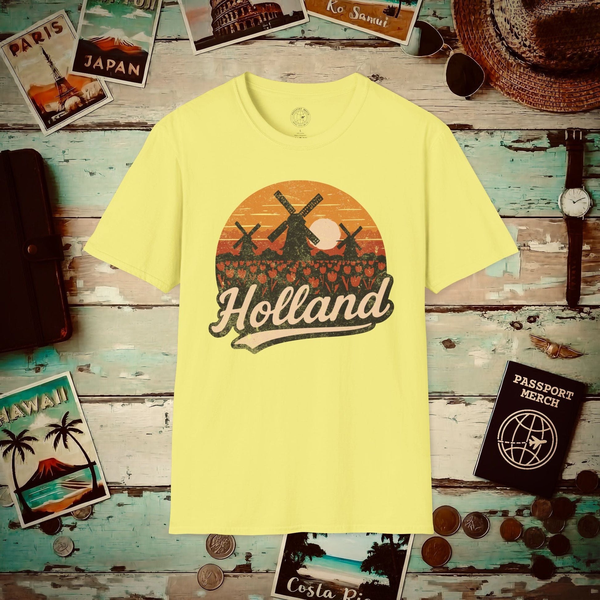 Holland Tulips and Windmills T-Shirt Cornsilk / S