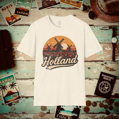 Holland Tulips and Windmills T-Shirt Natural / S