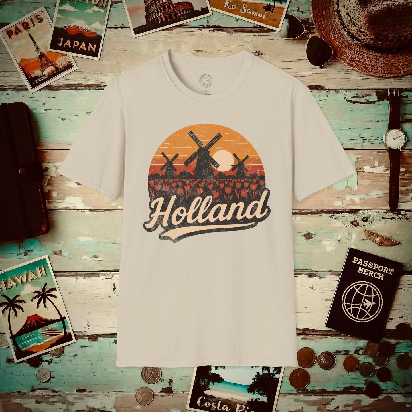 Holland Tulips and Windmills T-Shirt Sand / S