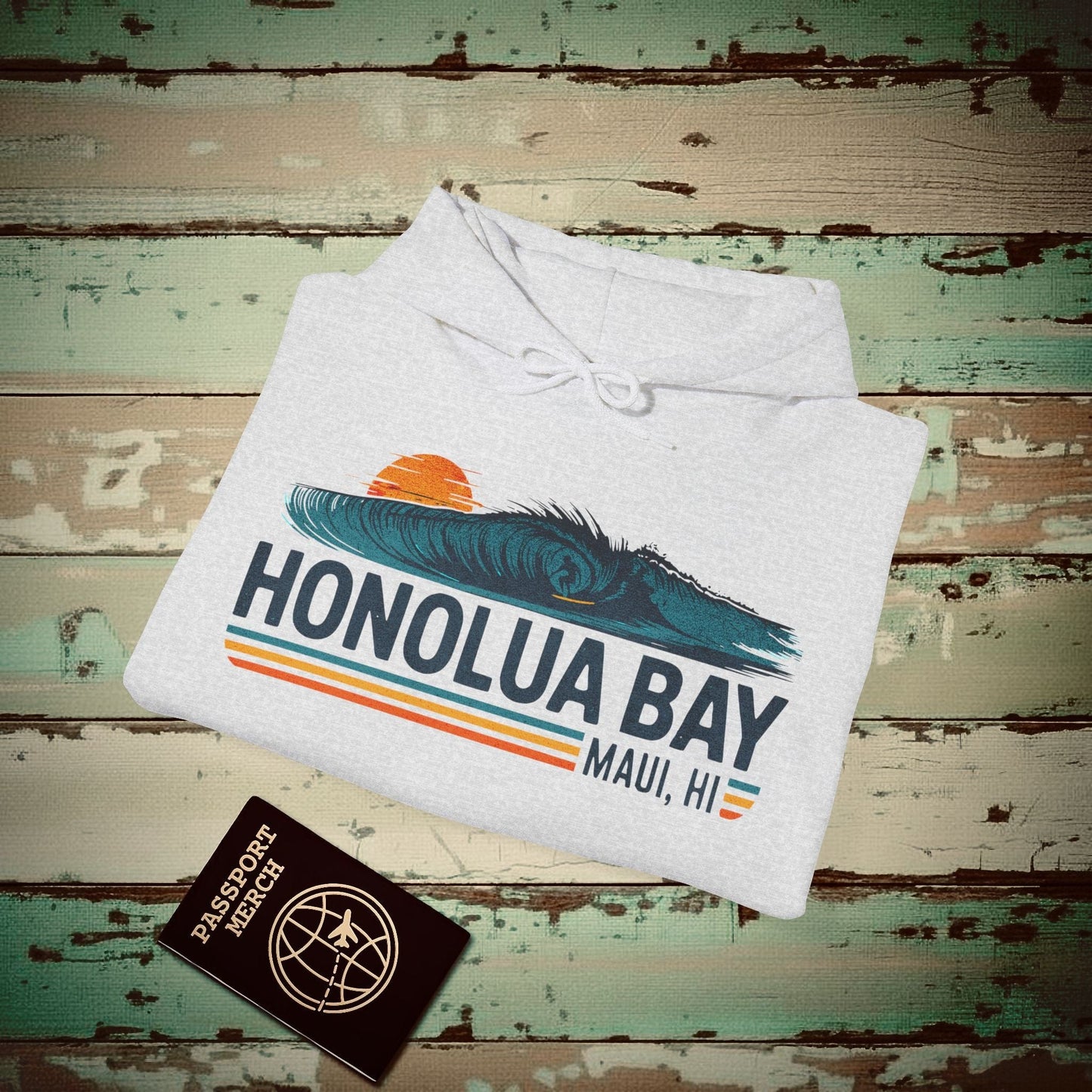 Honolua Bay, Maui, Hawaii - Vibrant Surf Retro Hoodie Ash / S