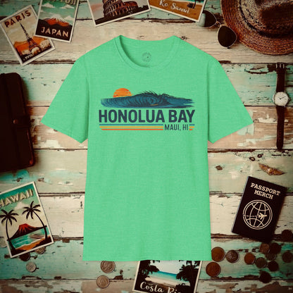 Honolua Bay, Maui, Hawaii - Vibrant Surf Retro T-Shirt Heather Irish Green / S