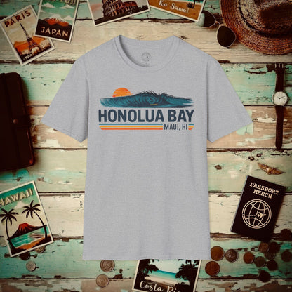 Honolua Bay, Maui, Hawaii - Vibrant Surf Retro T-Shirt Sport Grey / S