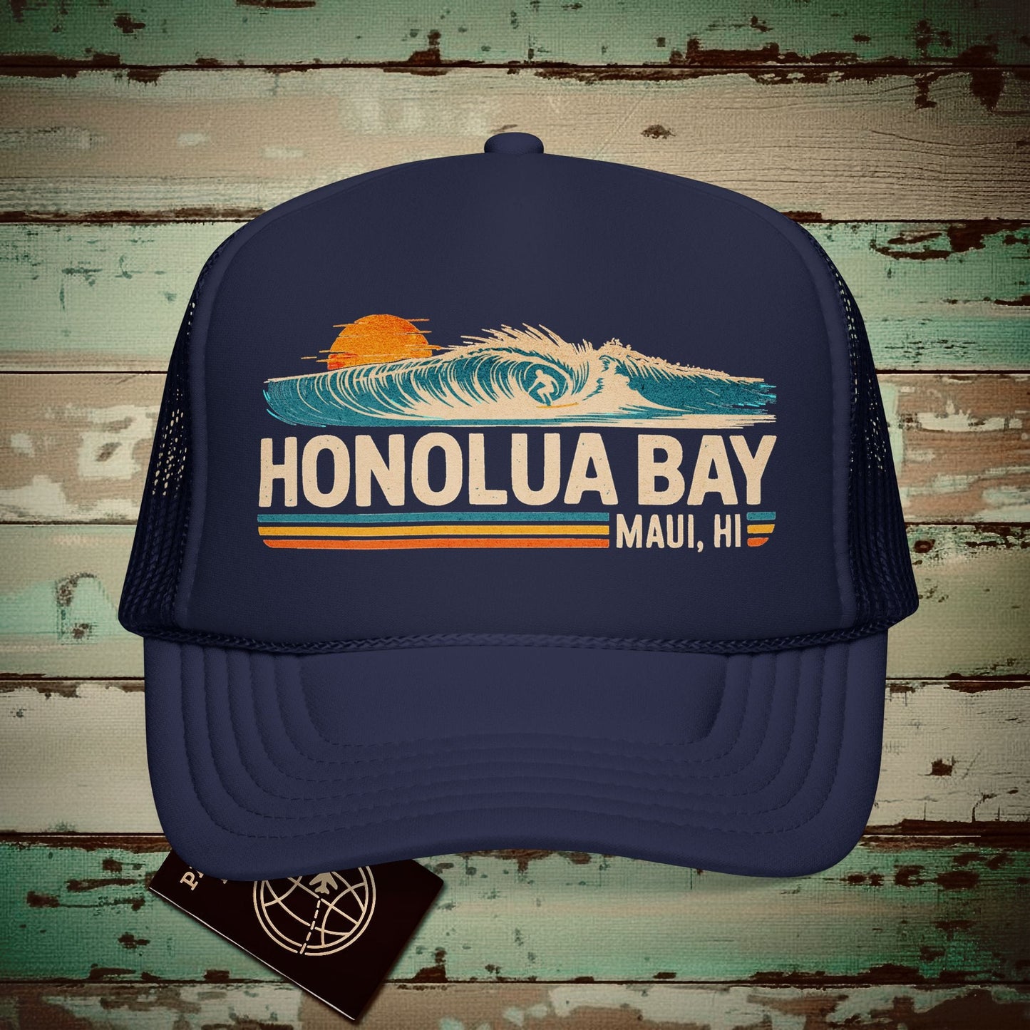 Honolua Bay, Maui, Hawaii - Vibrant Surf Retro Trucker Hat Dark Navy / One size