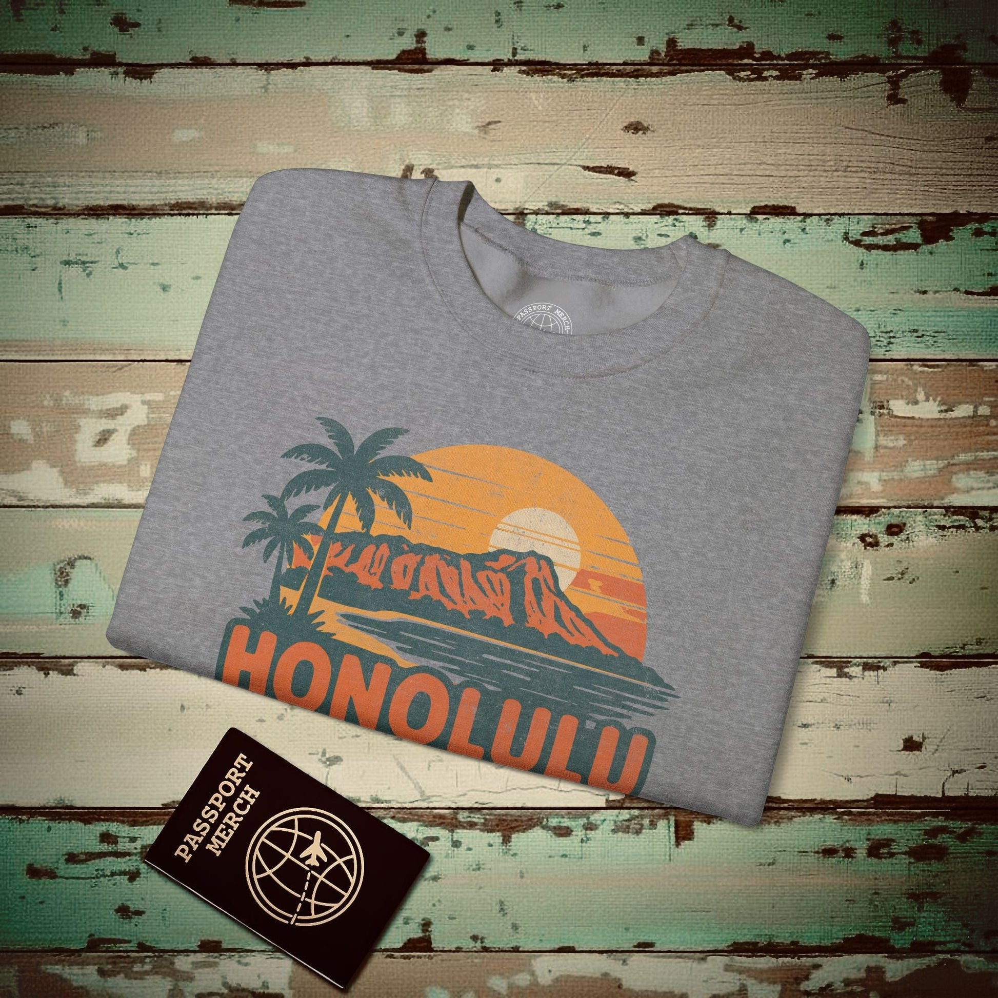 Honolulu, Oahu, Hawaii - 80's Vintage Crewneck Graphite Heather / S