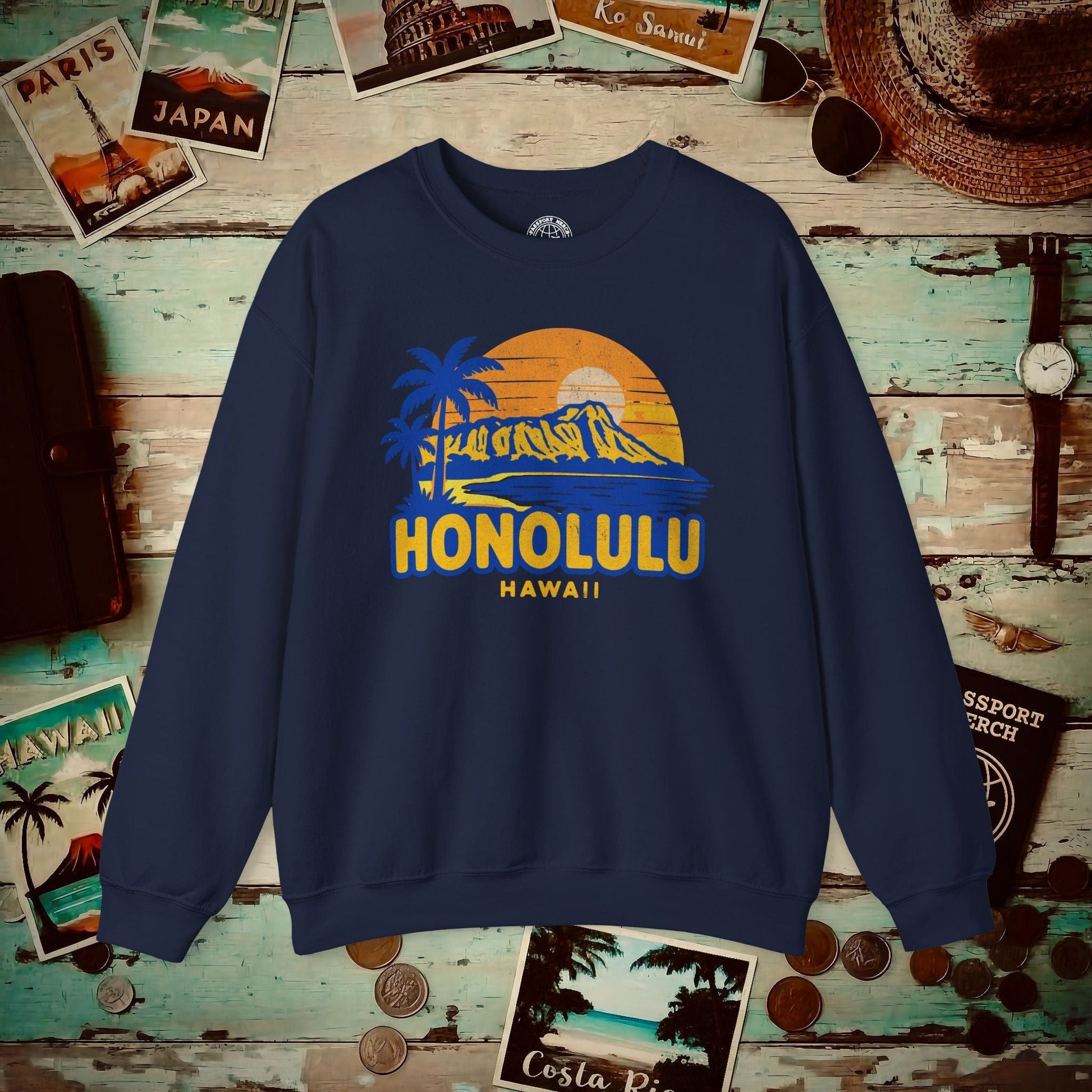 Honolulu, Oahu, Hawaii - 80's Vintage Crewneck Navy / S