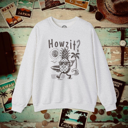 Howzit? Pineapple Shaka, Hawaii Crewneck Ash / S