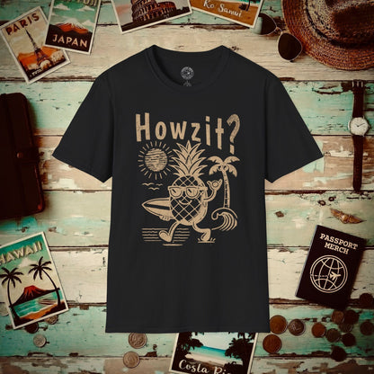 Howzit? Pineapple Shaka, Hawaii T-Shirt Black / S