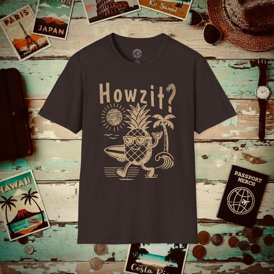 Howzit? Pineapple Shaka, Hawaii T-Shirt Dark Chocolate / S