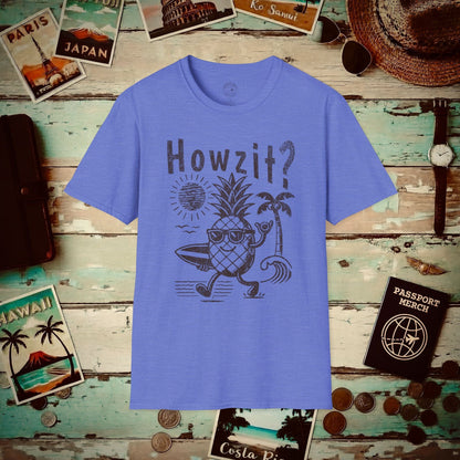 Howzit? Pineapple Shaka, Hawaii T-Shirt Heather Royal / S