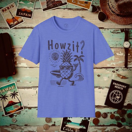 Howzit? Pineapple Shaka, Hawaii T-Shirt Heather Royal / S