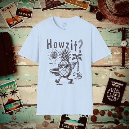 Howzit? Pineapple Shaka, Hawaii T-Shirt Light Blue / S