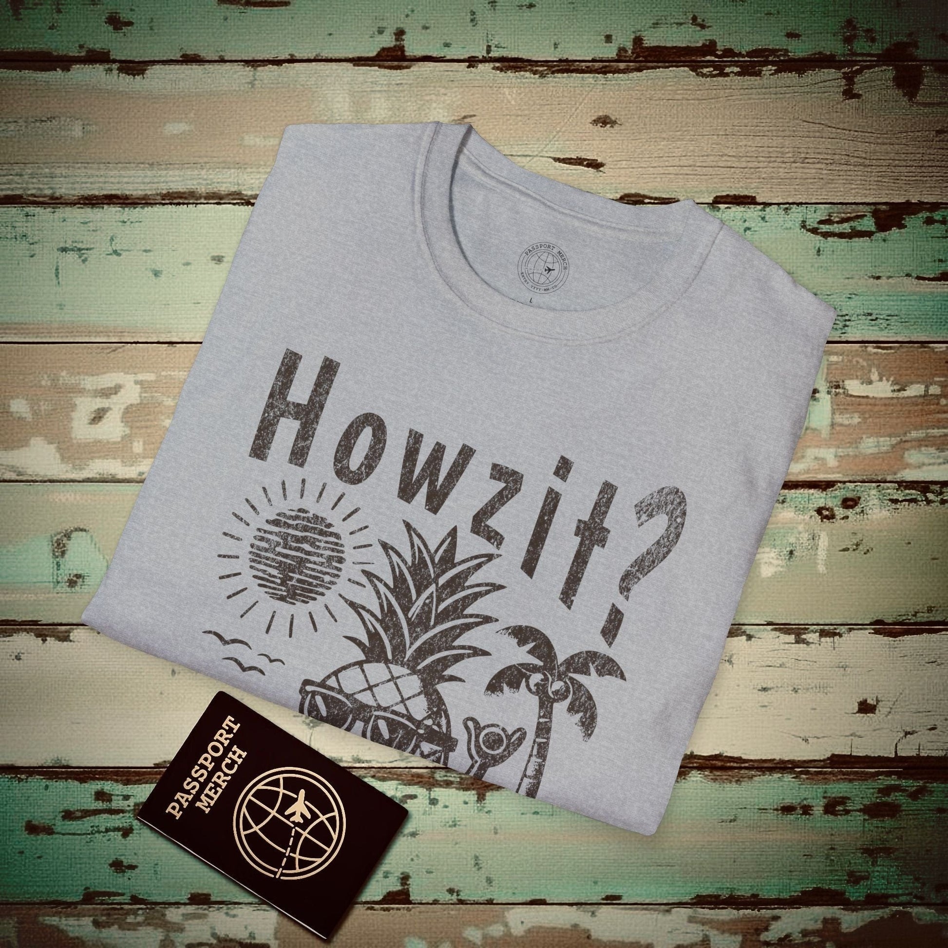 Howzit? Pineapple Shaka, Hawaii T-Shirt Sport Grey / S
