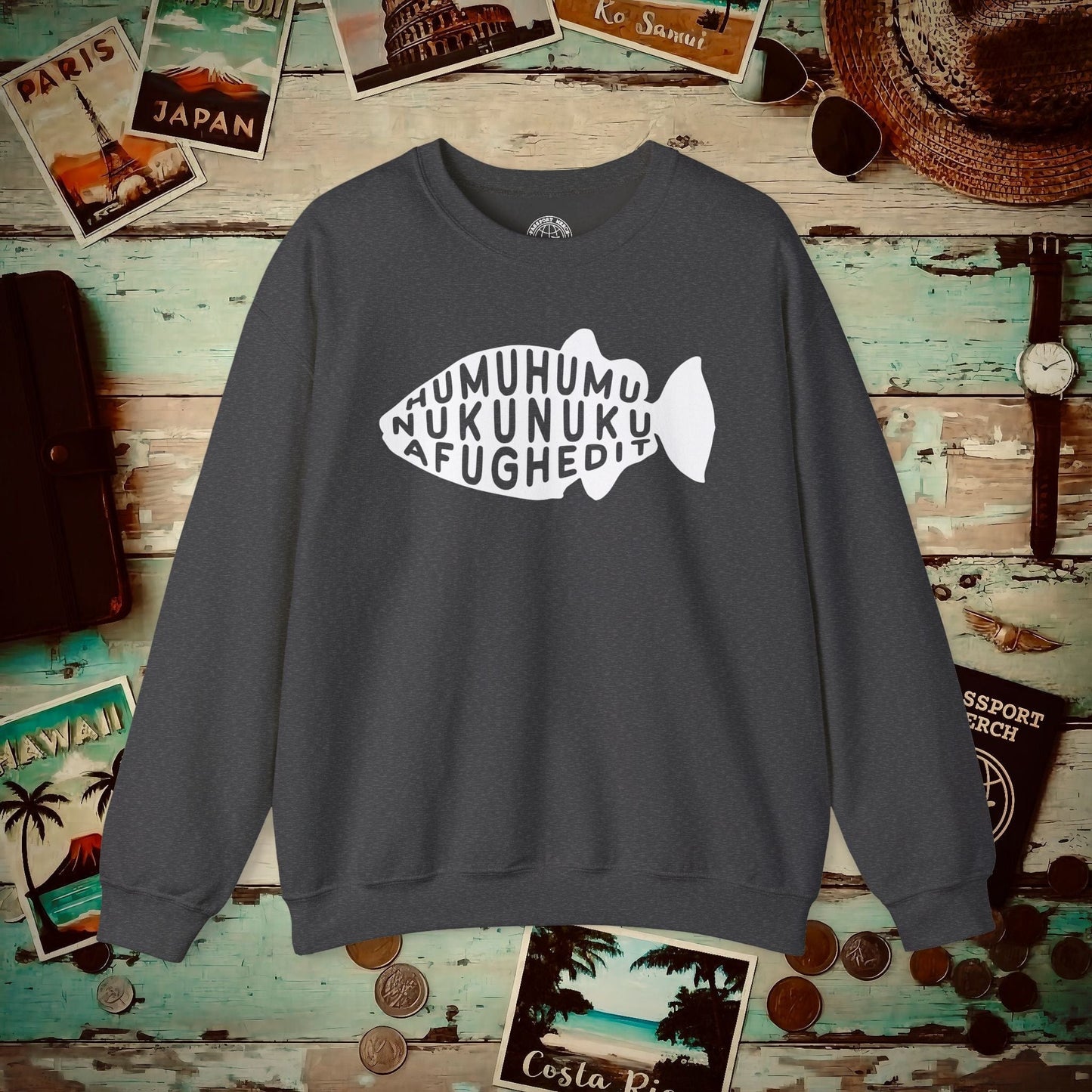Humuhumu... nukunuku... afughedit, Hawaii Crewneck Dark Heather / S