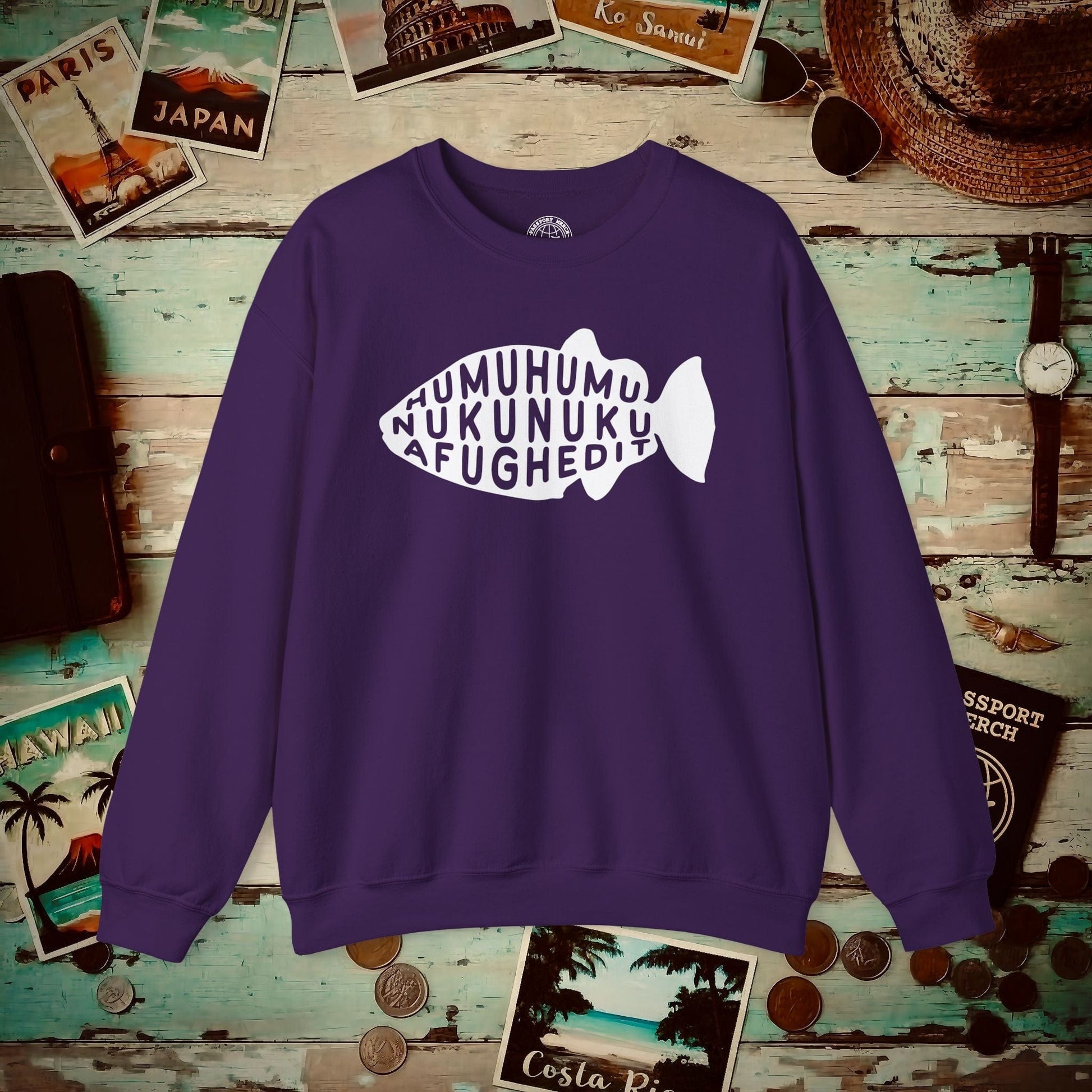 Humuhumu... nukunuku... afughedit, Hawaii Crewneck Purple / S