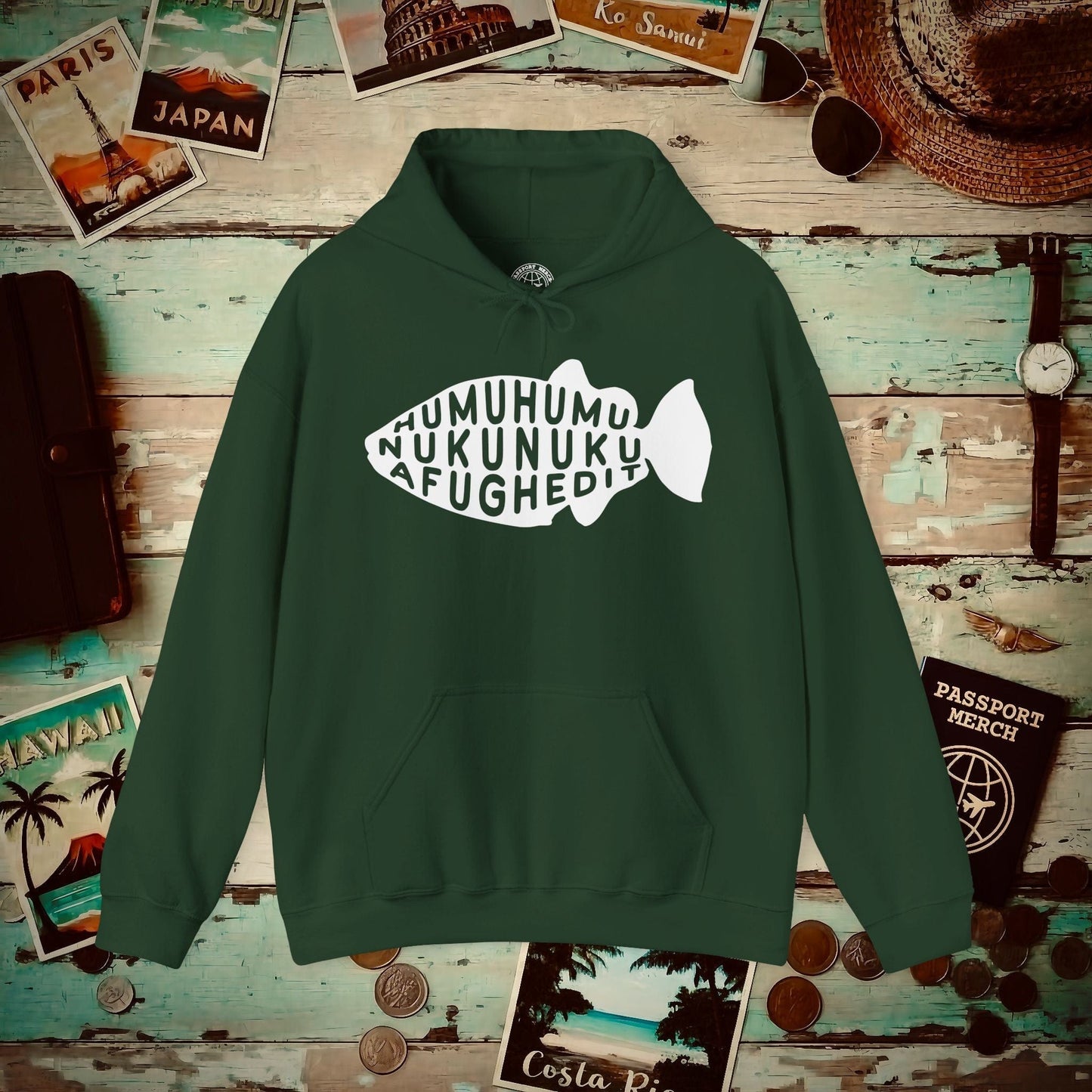 Humuhumu... nukunuku... afughedit, Hawaii Hoodie Forest Green / S