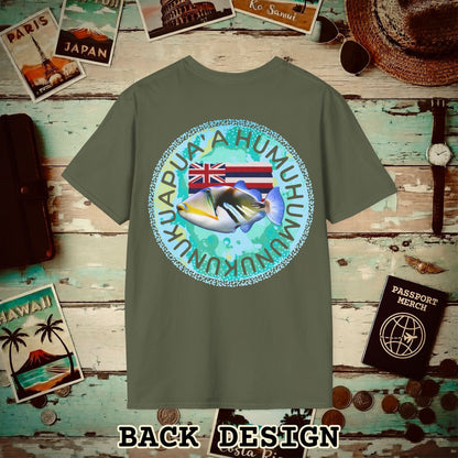 Humuhumunukunukuapua'a, Hawaii, Back Print T-Shirt Military Green / S