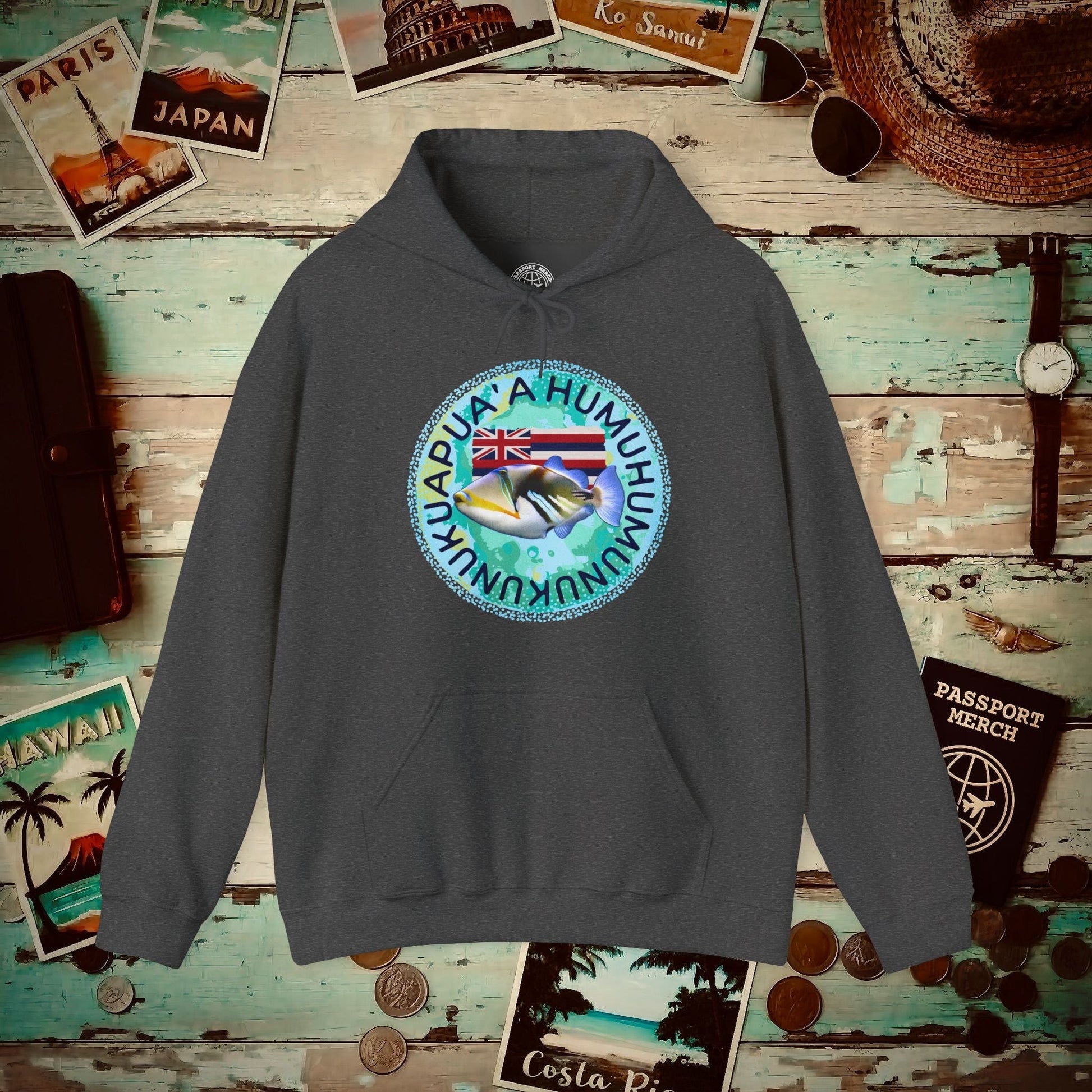 Humuhumunukunukuapua'a, Hawaii Hoodie Dark Heather / S