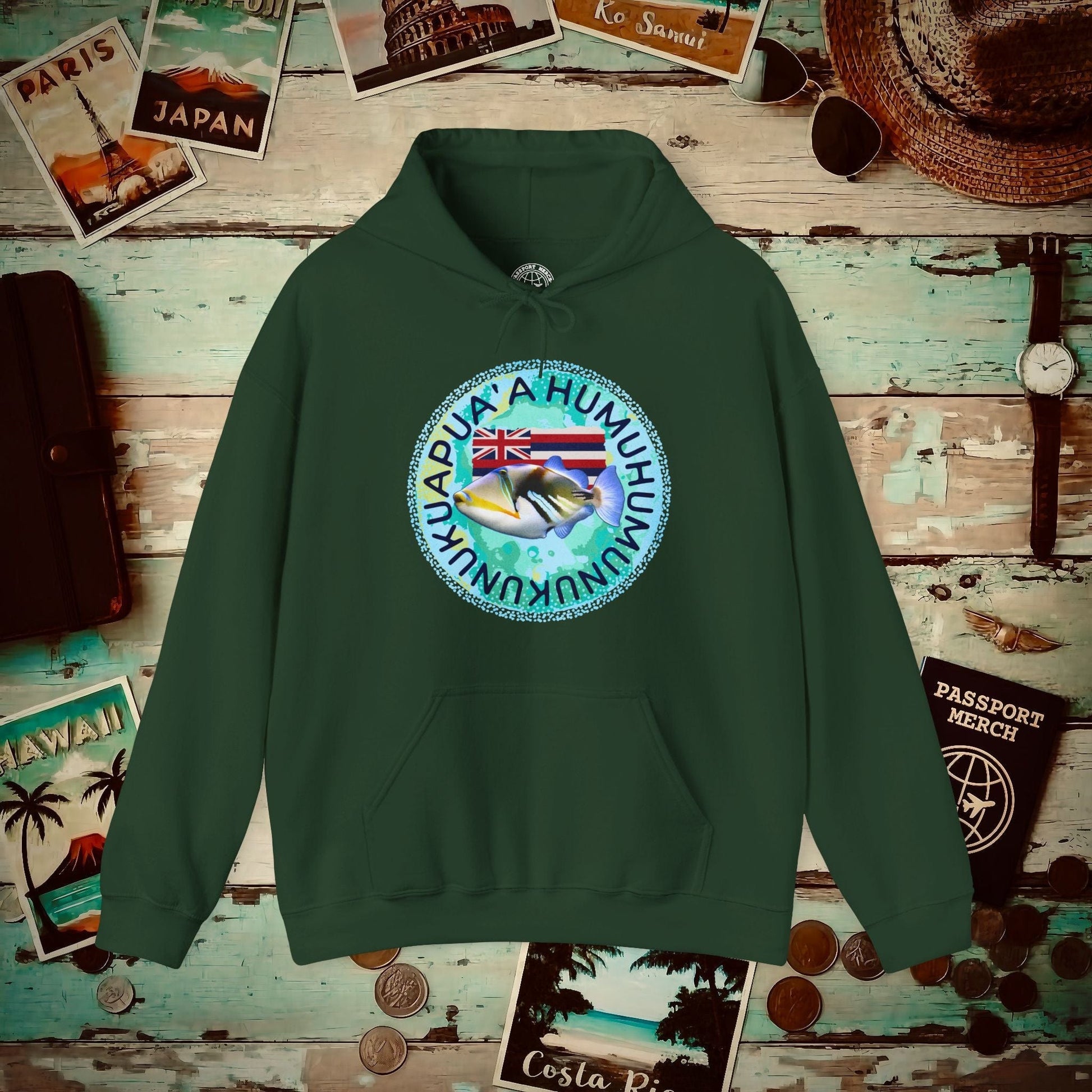 Humuhumunukunukuapua'a, Hawaii Hoodie Forest Green / S