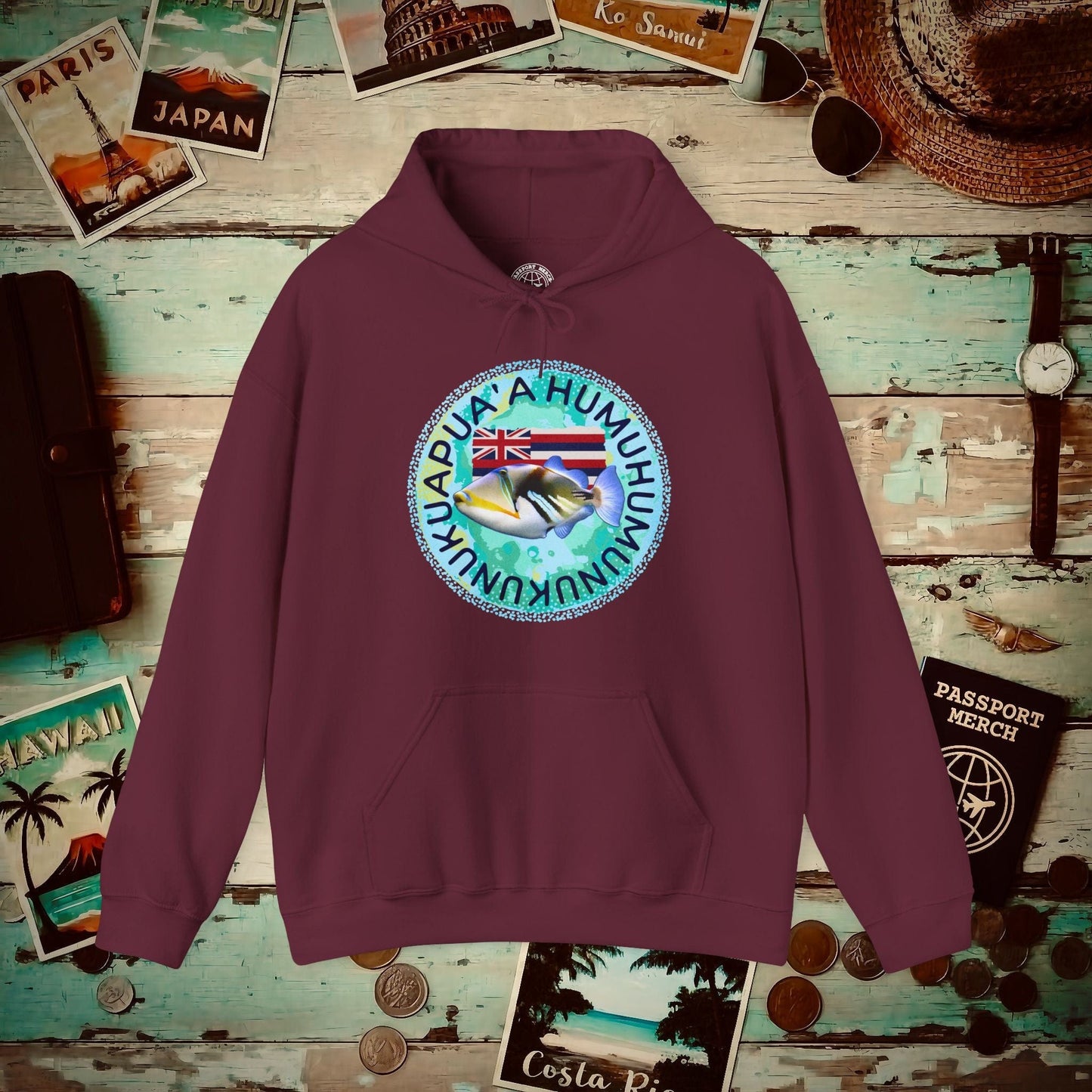 Humuhumunukunukuapua'a, Hawaii Hoodie Maroon / S