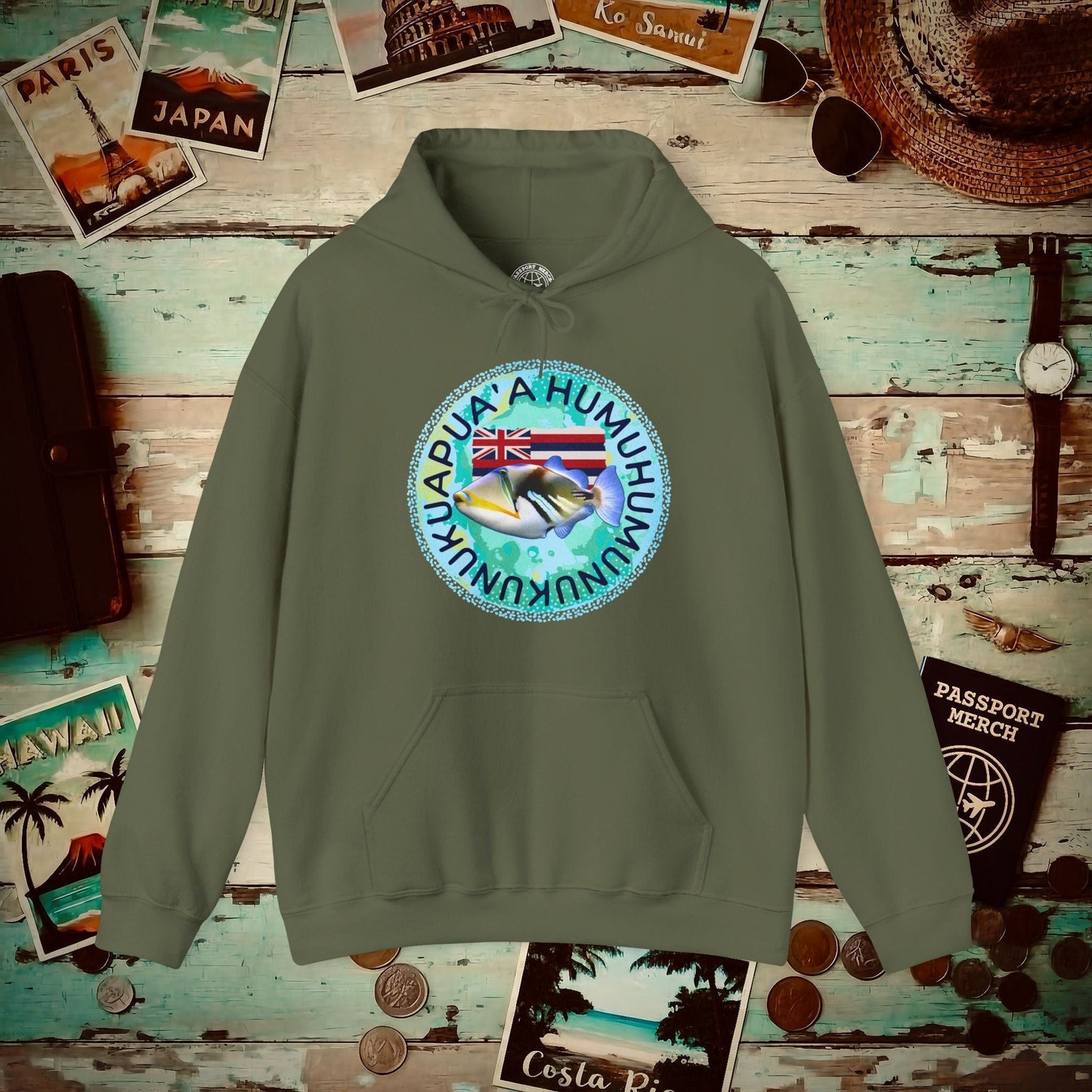 Humuhumunukunukuapua'a, Hawaii Hoodie Military Green / S