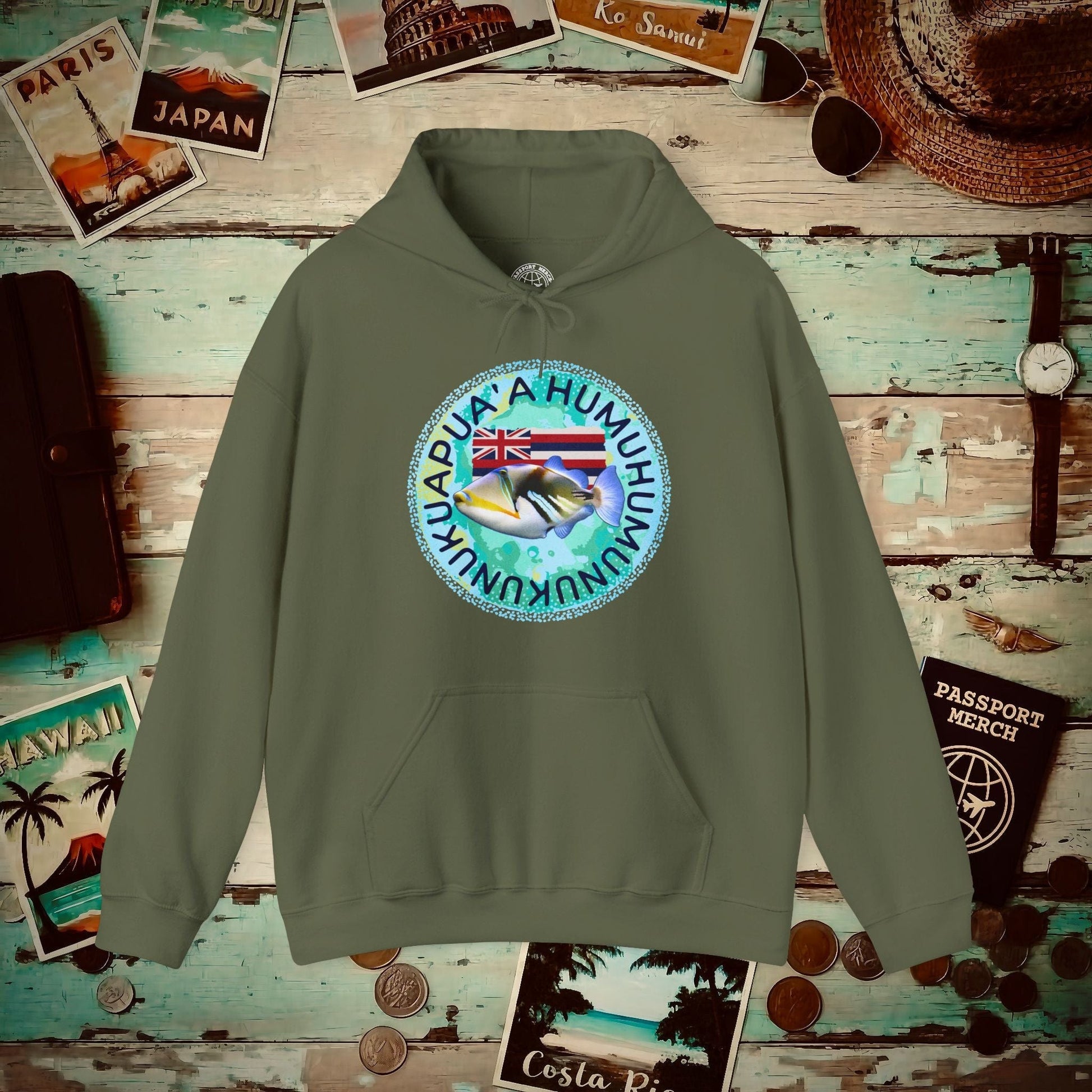 Humuhumunukunukuapua'a, Hawaii Hoodie Military Green / S