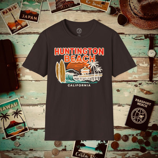 Huntington Beach, California - 80's Vintage T-Shirt Dark Chocolate / S