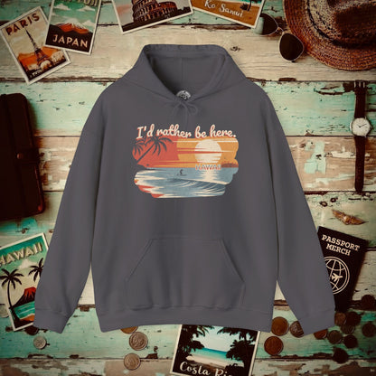 I'd Rather Be Here, Hawaii Hoodie Charcoal / S