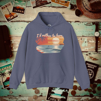 I'd Rather Be Here, Hawaii Hoodie Heather Navy / S