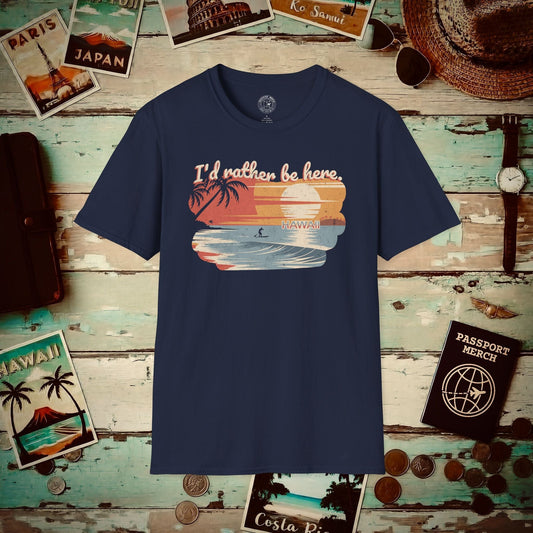 I'd Rather Be Here, Hawaii T-Shirt Navy / S