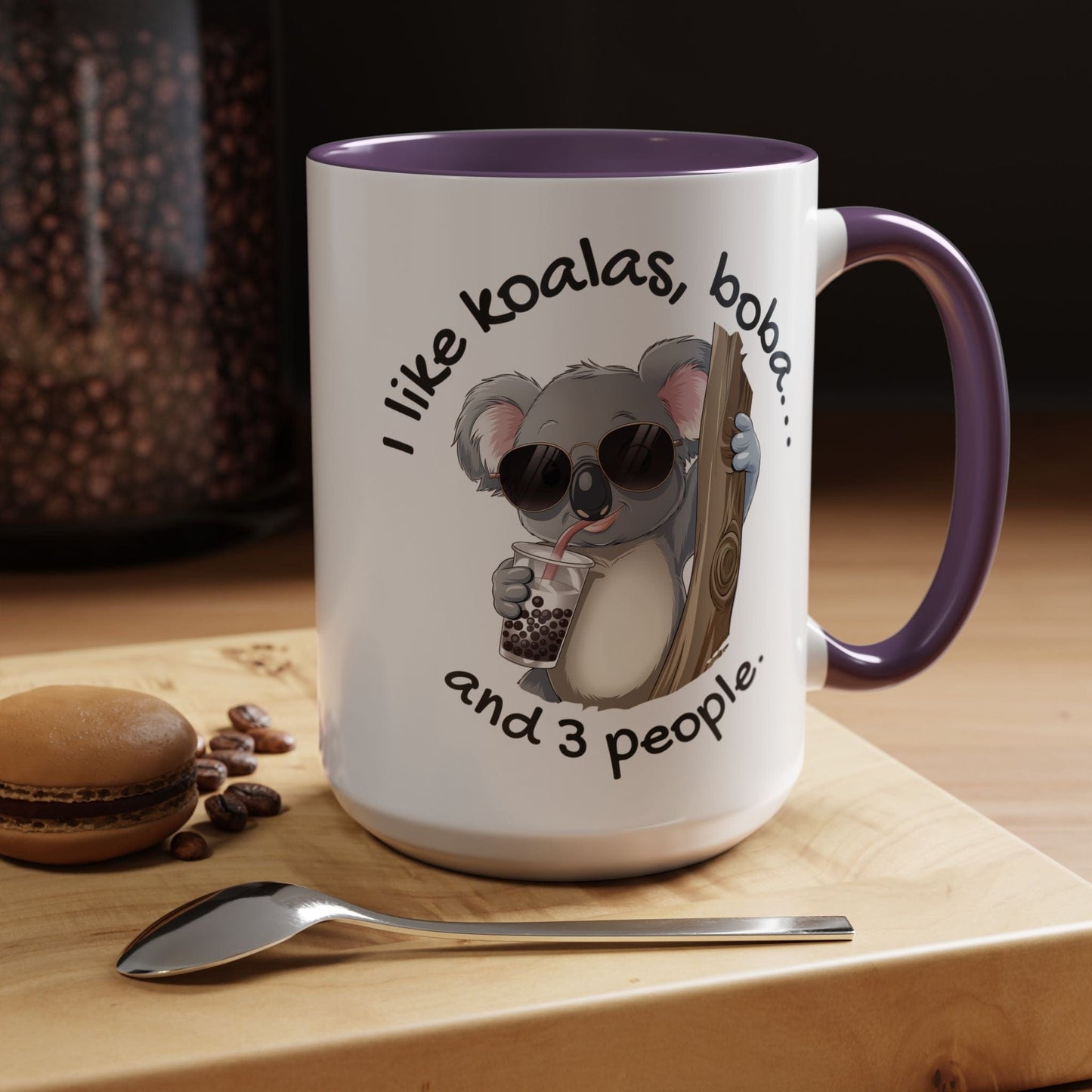 I like koalas, boba, and 3 people Australia 15oz Mug Purple / 15oz