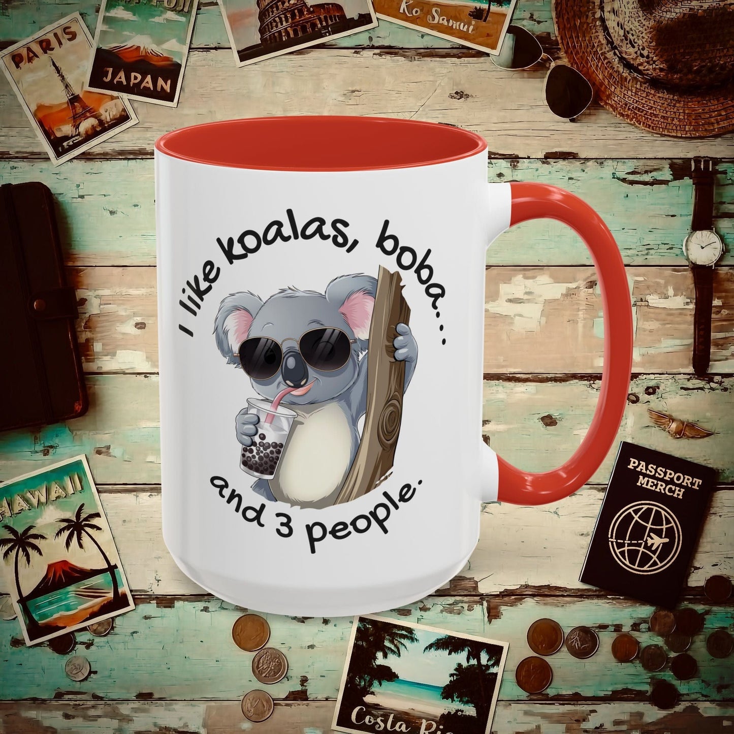 I like koalas, boba, and 3 people Australia 15oz Mug Red / 15oz
