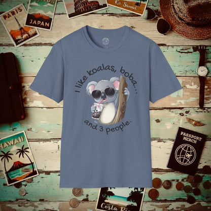 I like koalas, boba, and 3 people Australia T-Shirt Heather Indigo / S