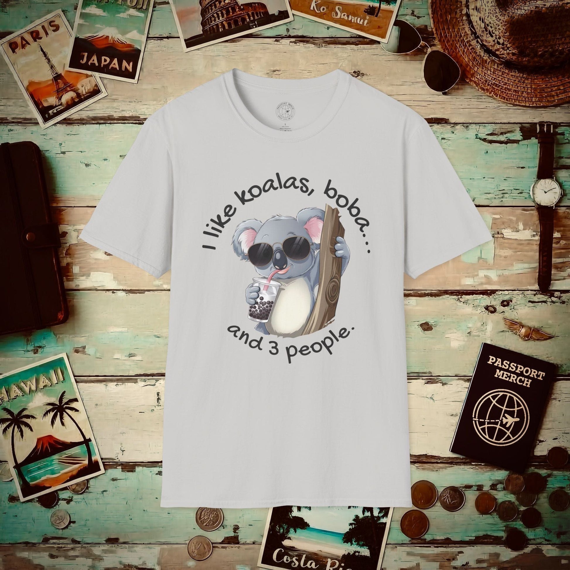 I like koalas, boba, and 3 people Australia T-Shirt Ice Grey / S