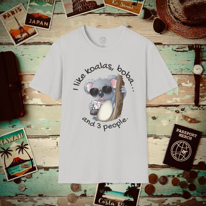 I like koalas, boba, and 3 people Australia T-Shirt Ice Grey / S