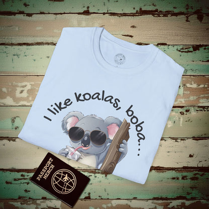I like koalas, boba, and 3 people Australia T-Shirt Light Blue / S