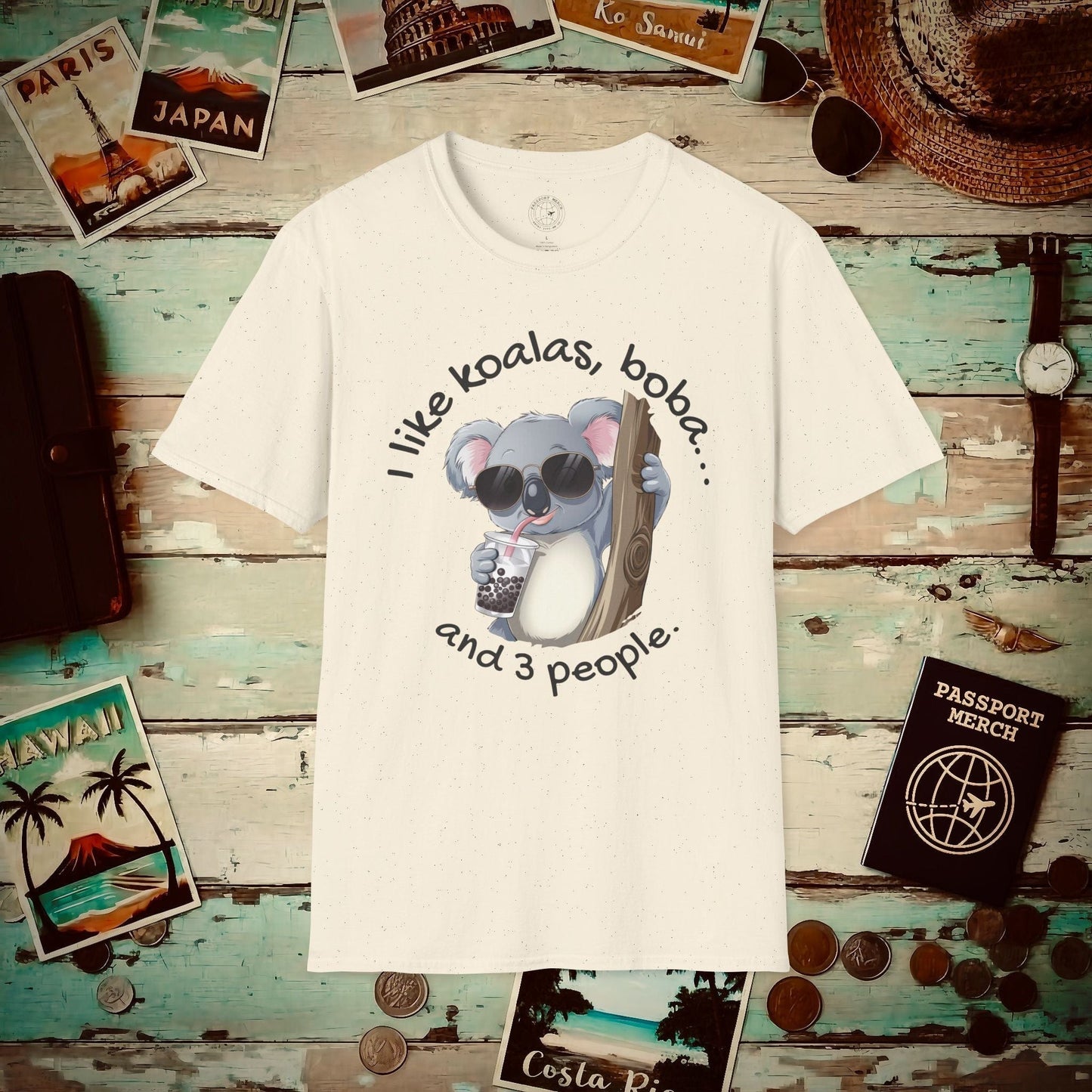I like koalas, boba, and 3 people Australia T-Shirt Natural / S