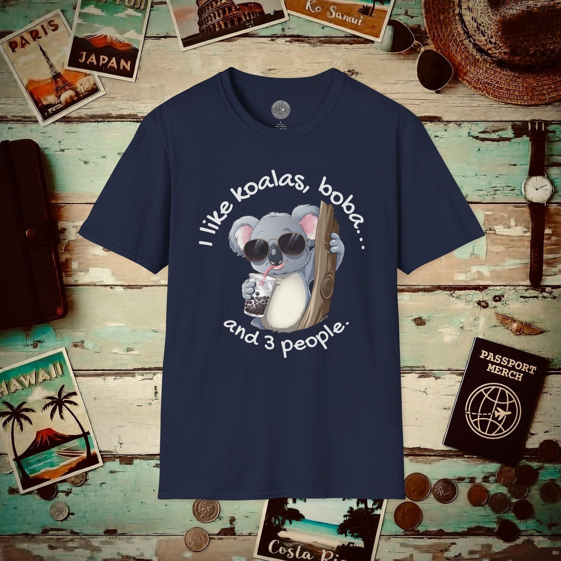 I like koalas, boba, and 3 people Australia T-Shirt Navy / S